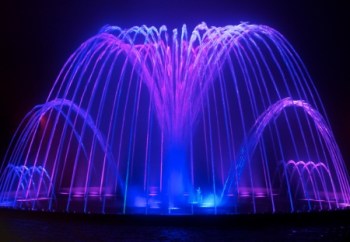 7988301 - colored water fountain at night